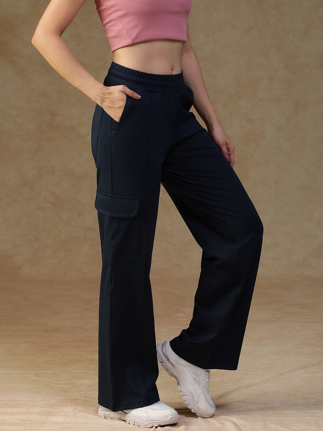Pleated Cargo Pants Navy