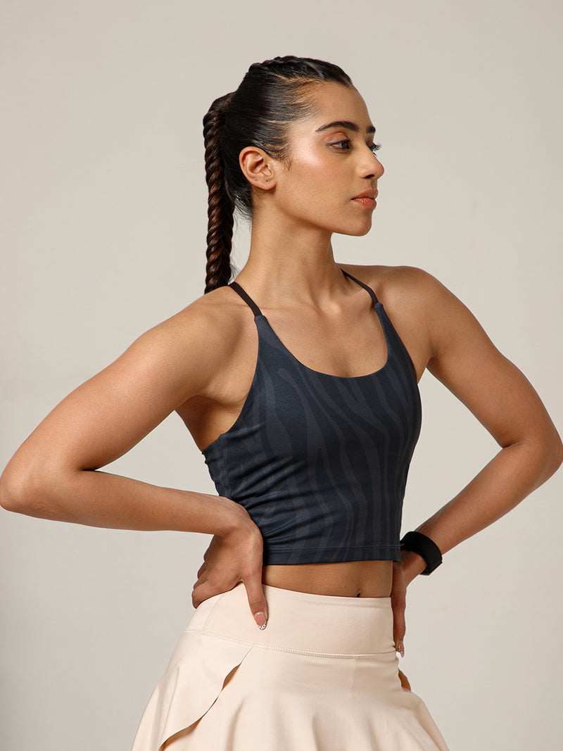 Cross Back Built In Bra Zebra Print