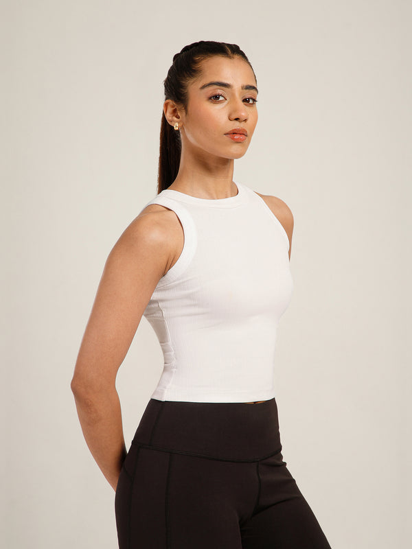 Ribbed Crop Top White