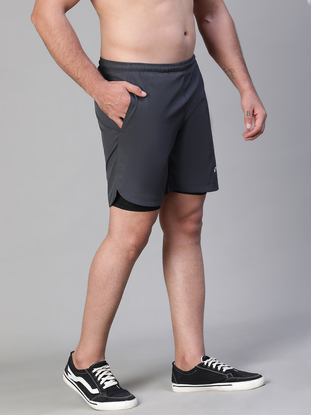 2 in 1 Lining Shorts Dark Gray Athlisis Sports