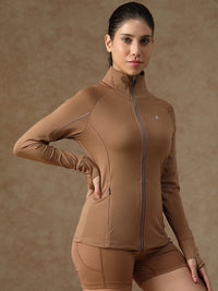 Midriff Crop Jacket Tan