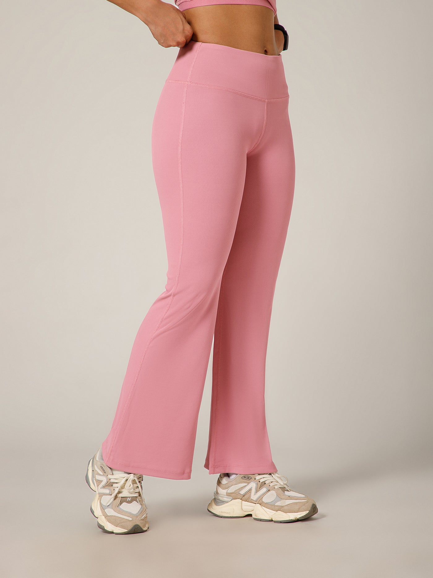 Ribbed Flare Pant Blush Pink