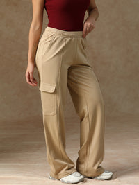 Pleated Cargo Pants Beige
