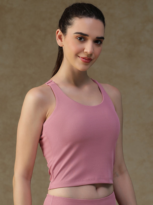 Built In Bra Y Adjustable Top Pink