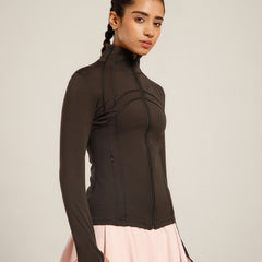 Defined Seam Zip Jacket Brown