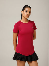 V Panel T-Shirt Maroon