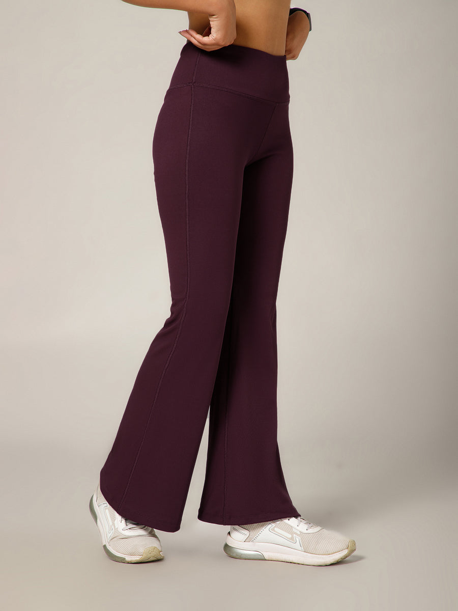 Ribbed Flare Pant Mauve