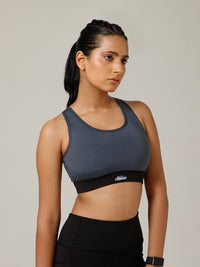 Ruched Sports Bra Gray