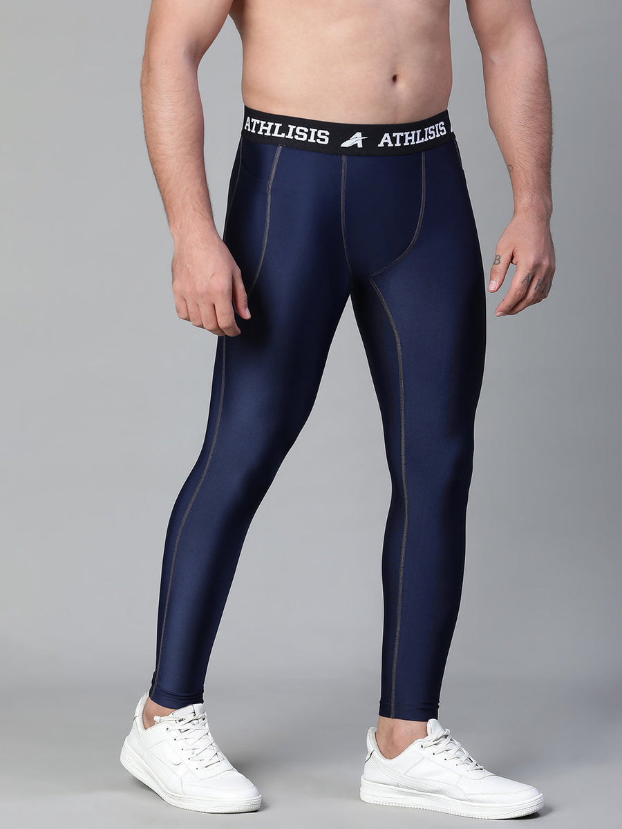 Nylon Basic Compression Tights Blue Athlisis Sports