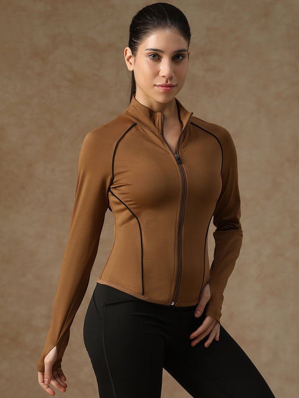Flow Piping Jacket Tan