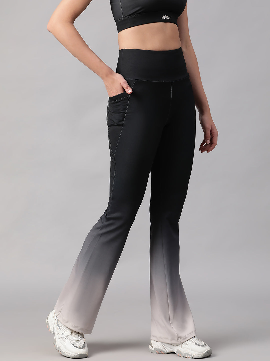 Dual Tone Flare Pant B&W