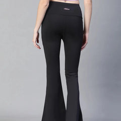 Women Black High Waist Tall Flare Pants Athlisis Sports