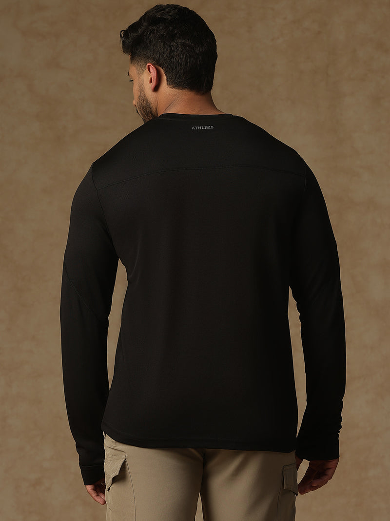 Regular Fit Thumb Hole T-Shirt Black