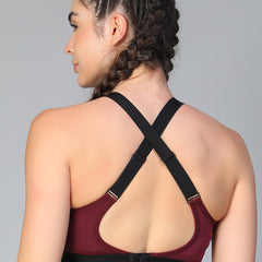 Ruched Sports Bra Maroon