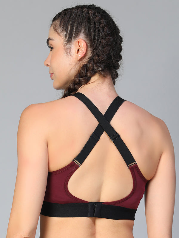 Ruched Sports Bra Maroon