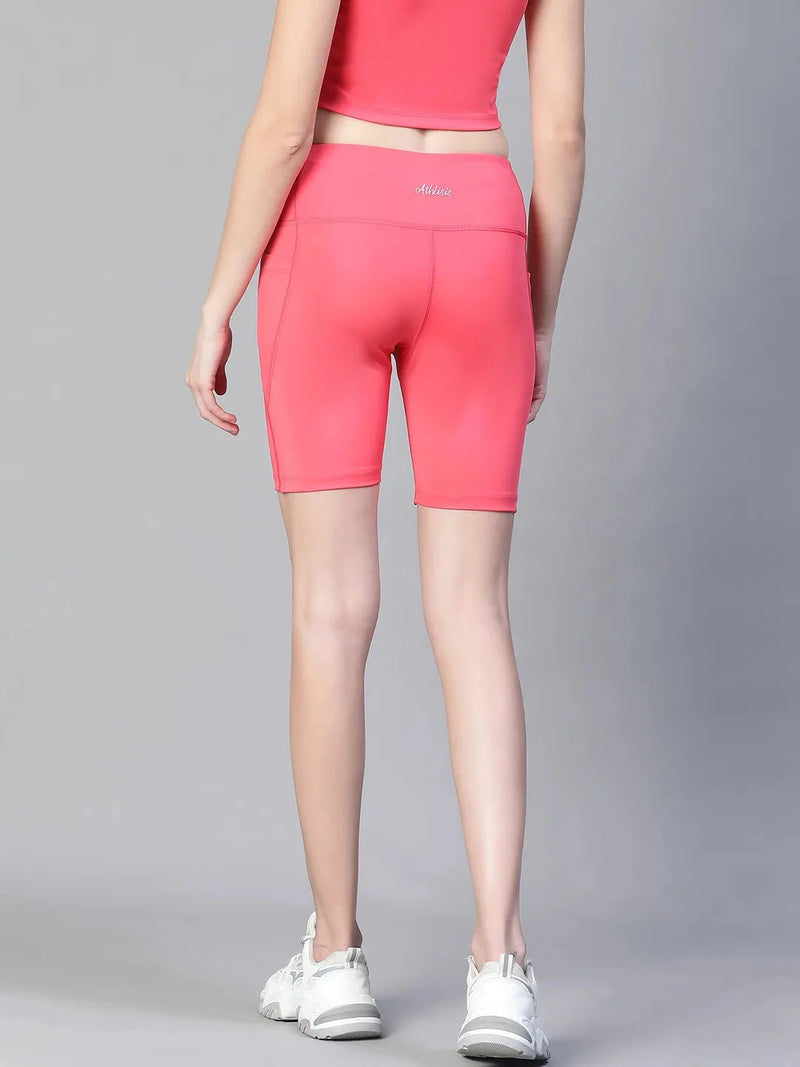 Pink Mid Waist Fitness Shorts Athlisis Sports
