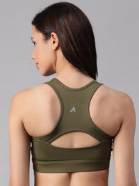 Minimalist Cutout Sports Bra Olive Athlisis Sports