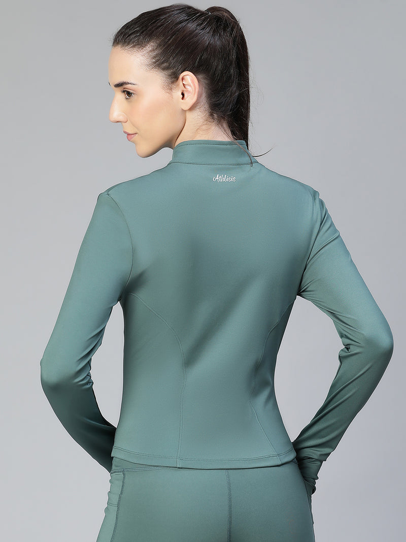 Sculpt Crop Jacket Forest Green