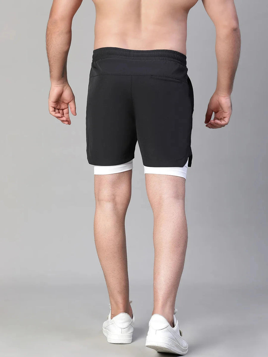 2 in 1 Lining Shorts Black Athlisis Sports