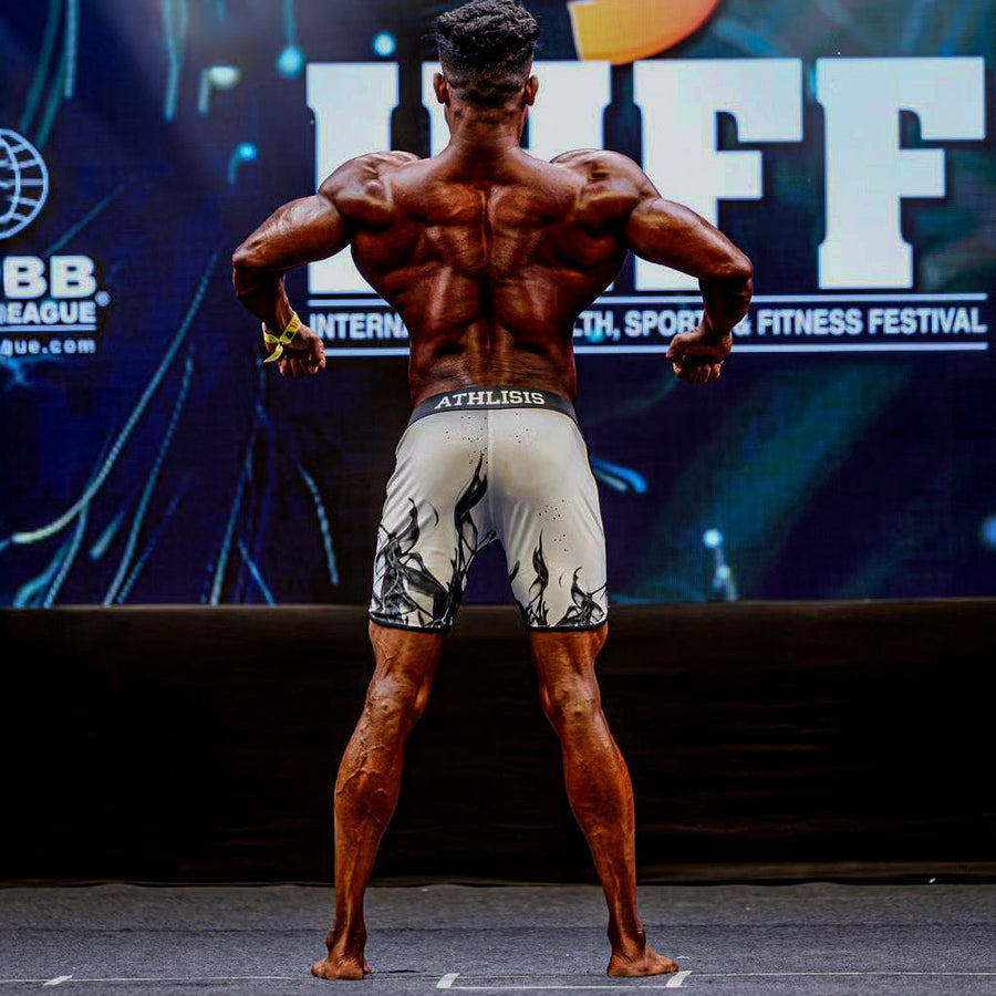 White Flames Men's Physique Shorts Athlisis Sports