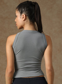 Ribbed Crop Top Grey