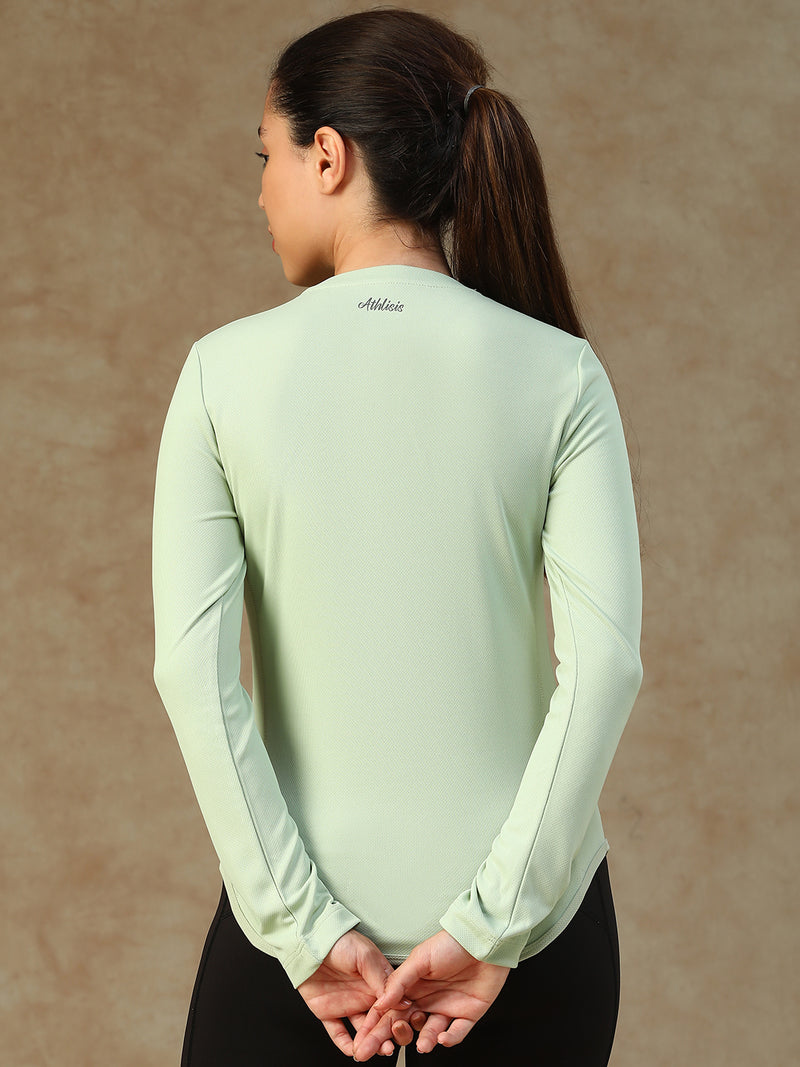 Curved Hem Full Sleeve T-Shirt Olive