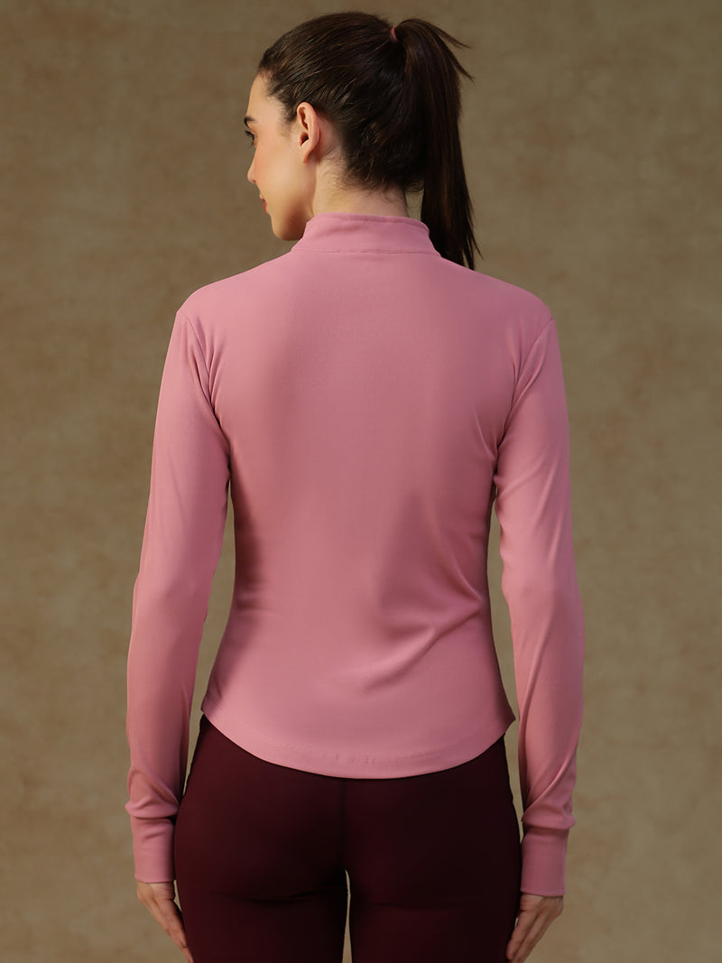 Ribbed Zip up Jacket Pink