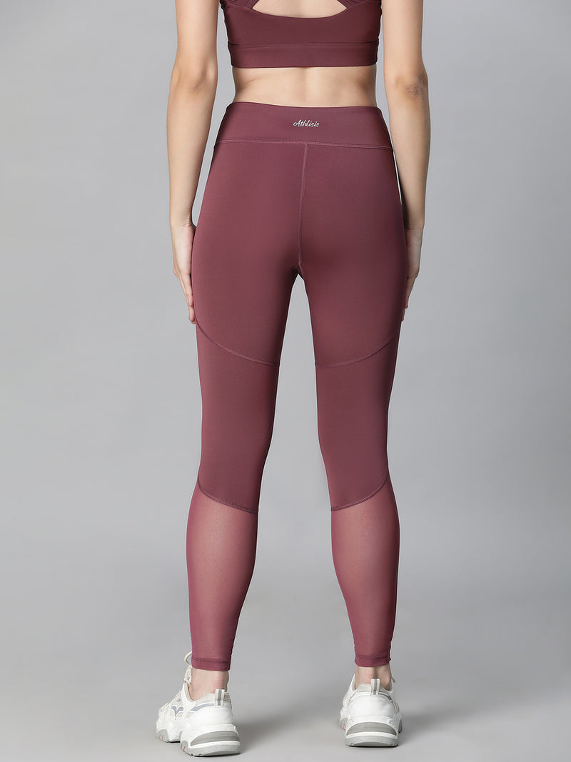 Geometric Mesh Leggings Mauve