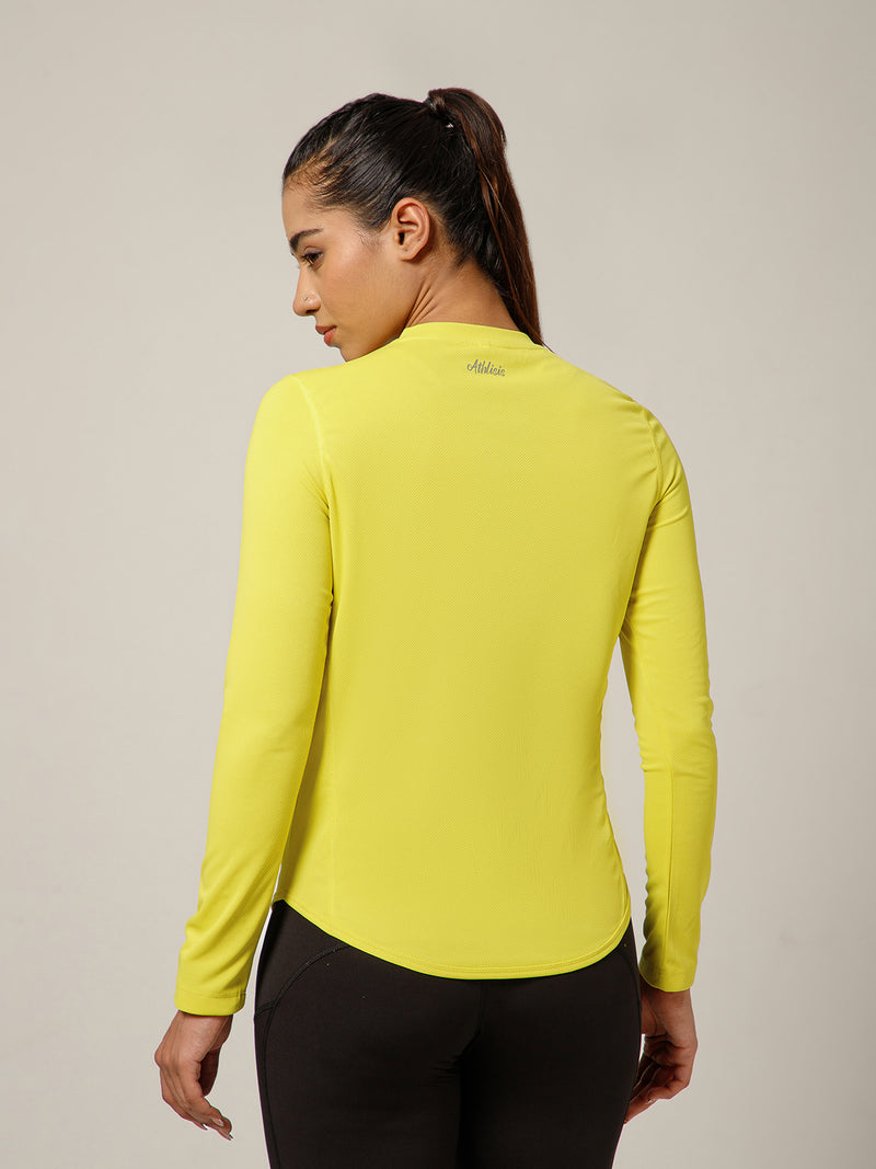 Curved Hem Full Sleeve T-Shirt Lemon