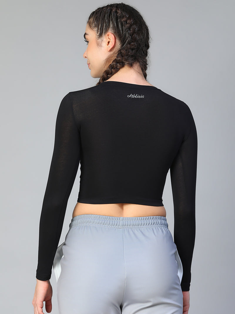 Essential Full Sleeve Crop top Black