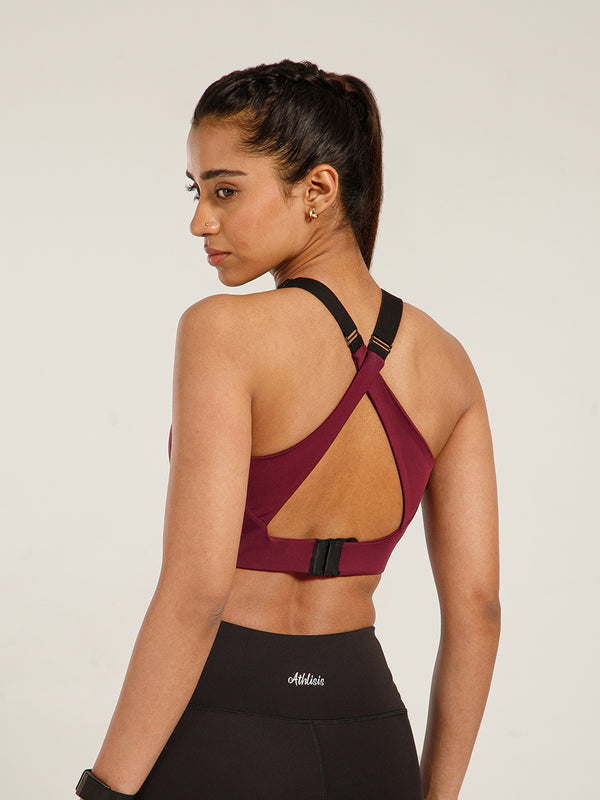 Define Crossback Bra Maroon