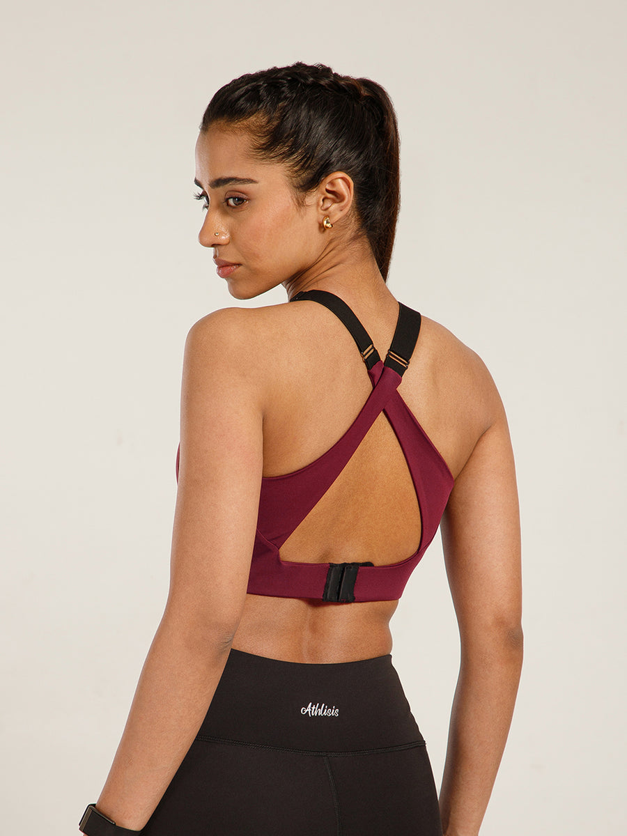 Define Crossback Bra Maroon