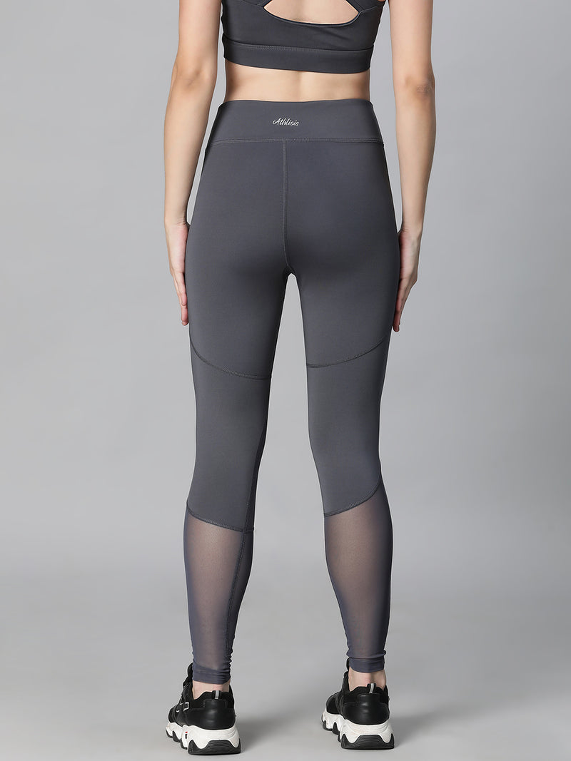 Geometric Mesh Leggings Gray