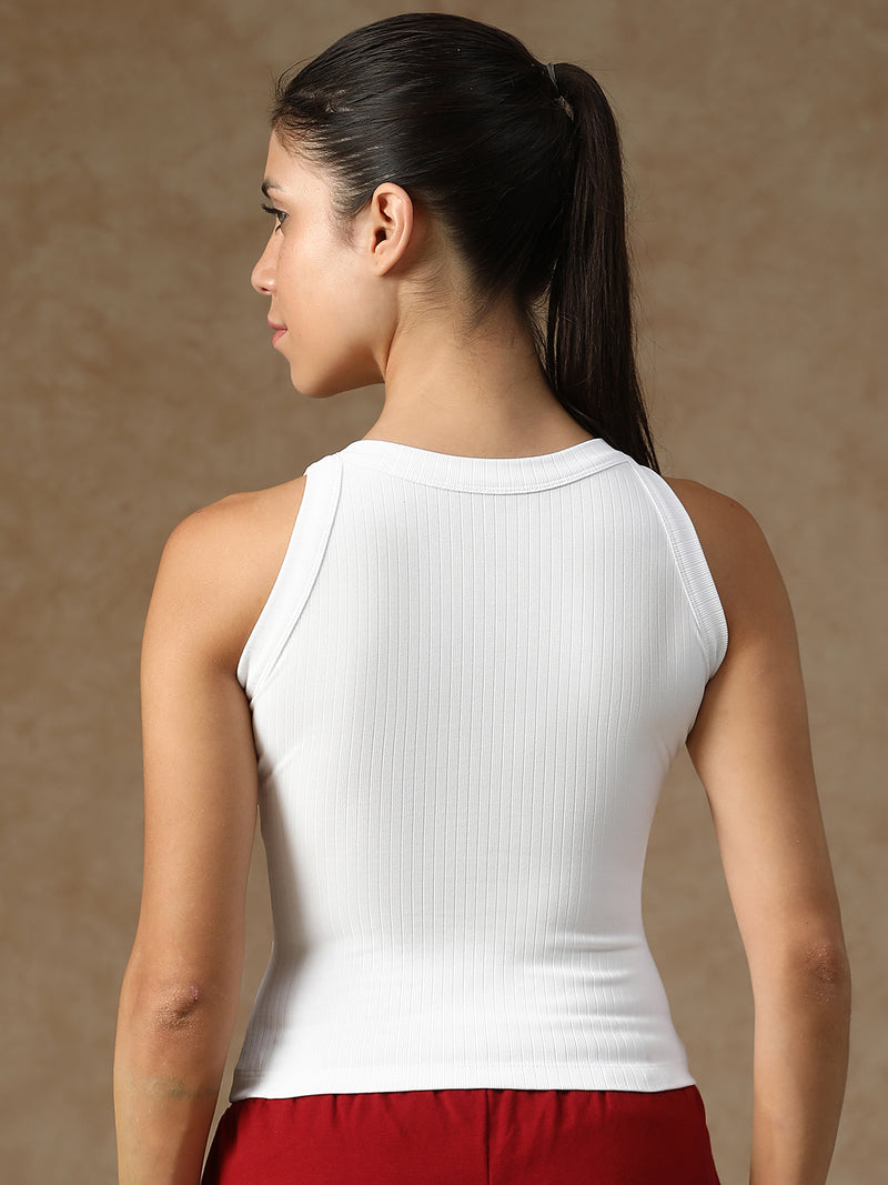 Ribbed Crop Top White