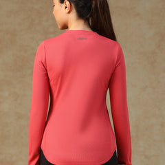 Curved Hem Full Sleeve T-Shirt Pink