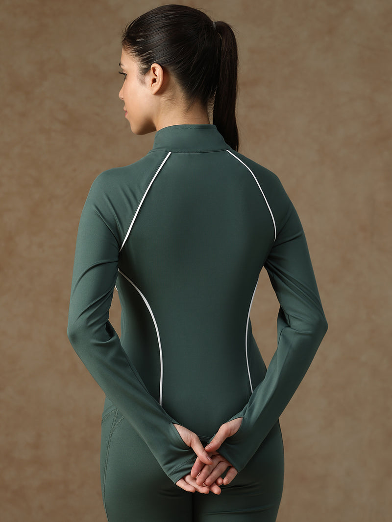 Flow Piping Jacket Forest Green