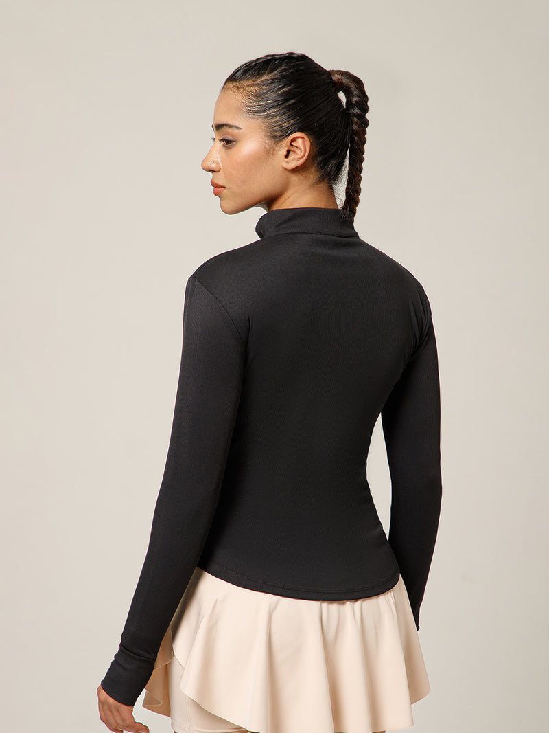 Ribbed Zip up Jacket Black