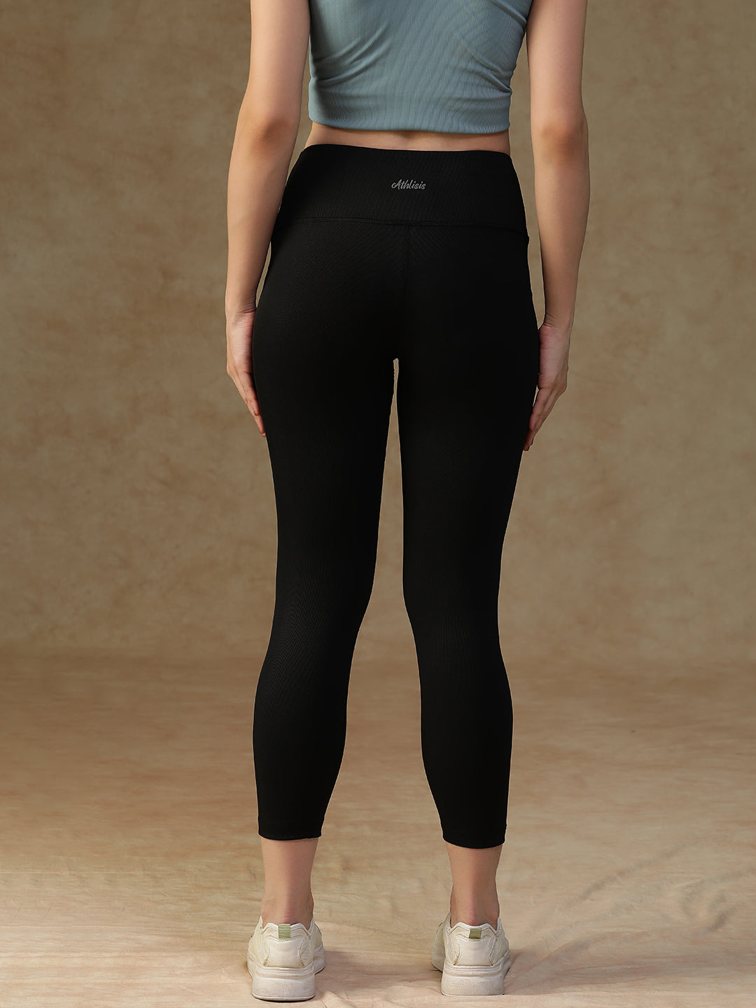 Ribbed High Waist Leggings Black