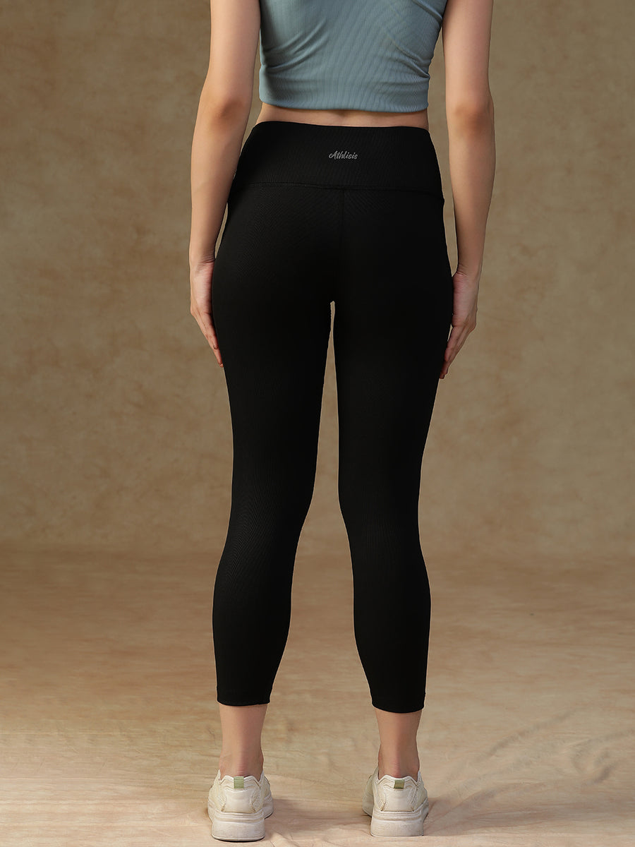 Ribbed High Waist Leggings Black