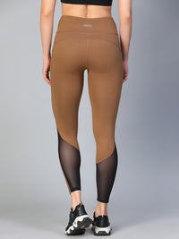 Mesh Panel Pocket Leggings Tan
