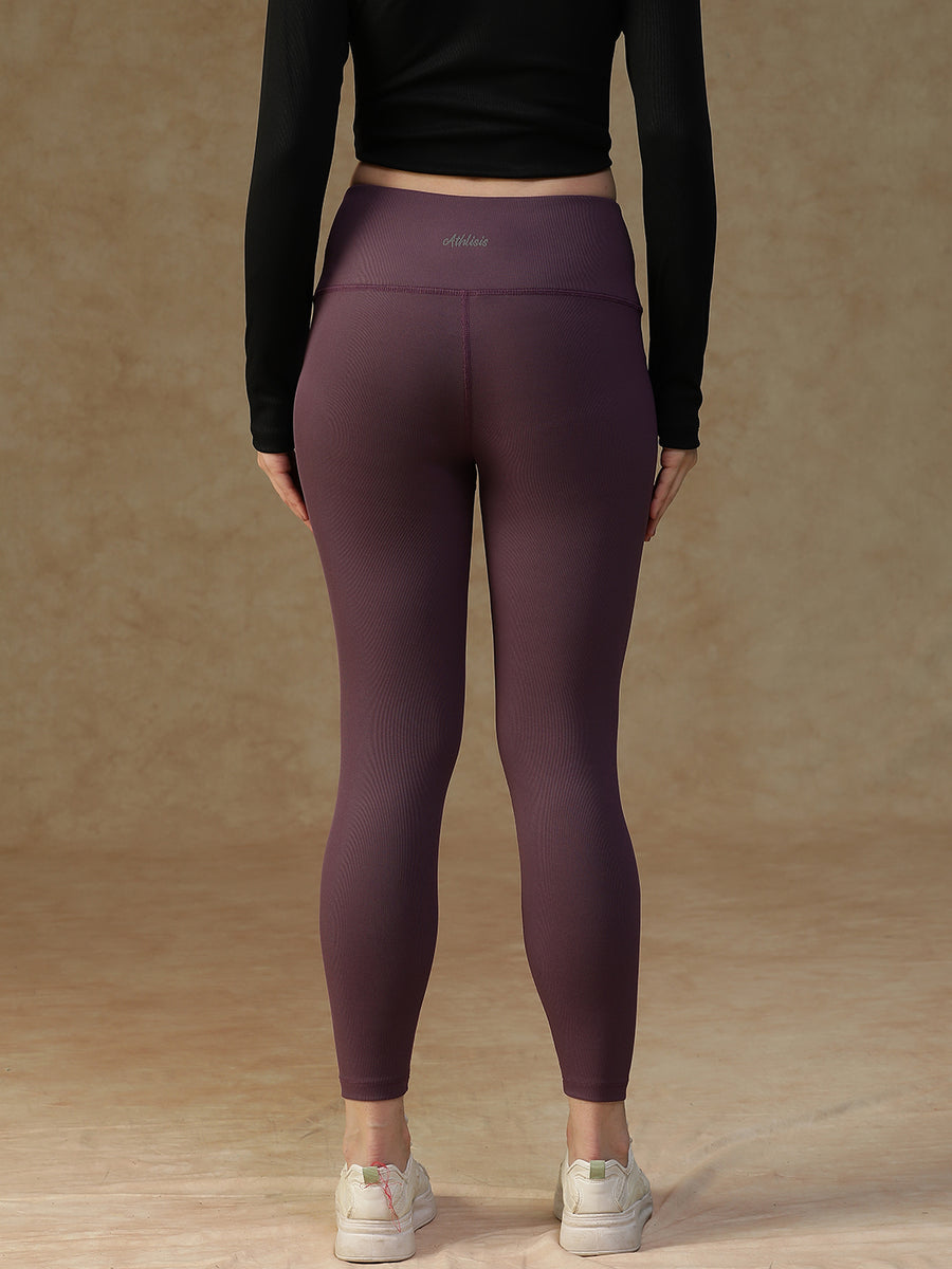 Ribbed High Waist Leggings Purple