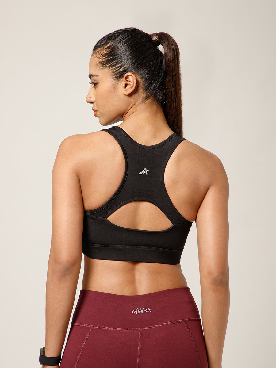 Minimalist Cutout Sports Bra Black