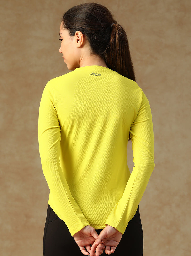 Curved Hem Full Sleeve T-Shirt Yellow