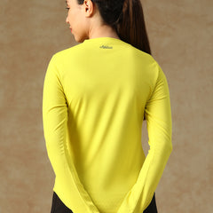 Curved Hem Full Sleeve T-Shirt Yellow