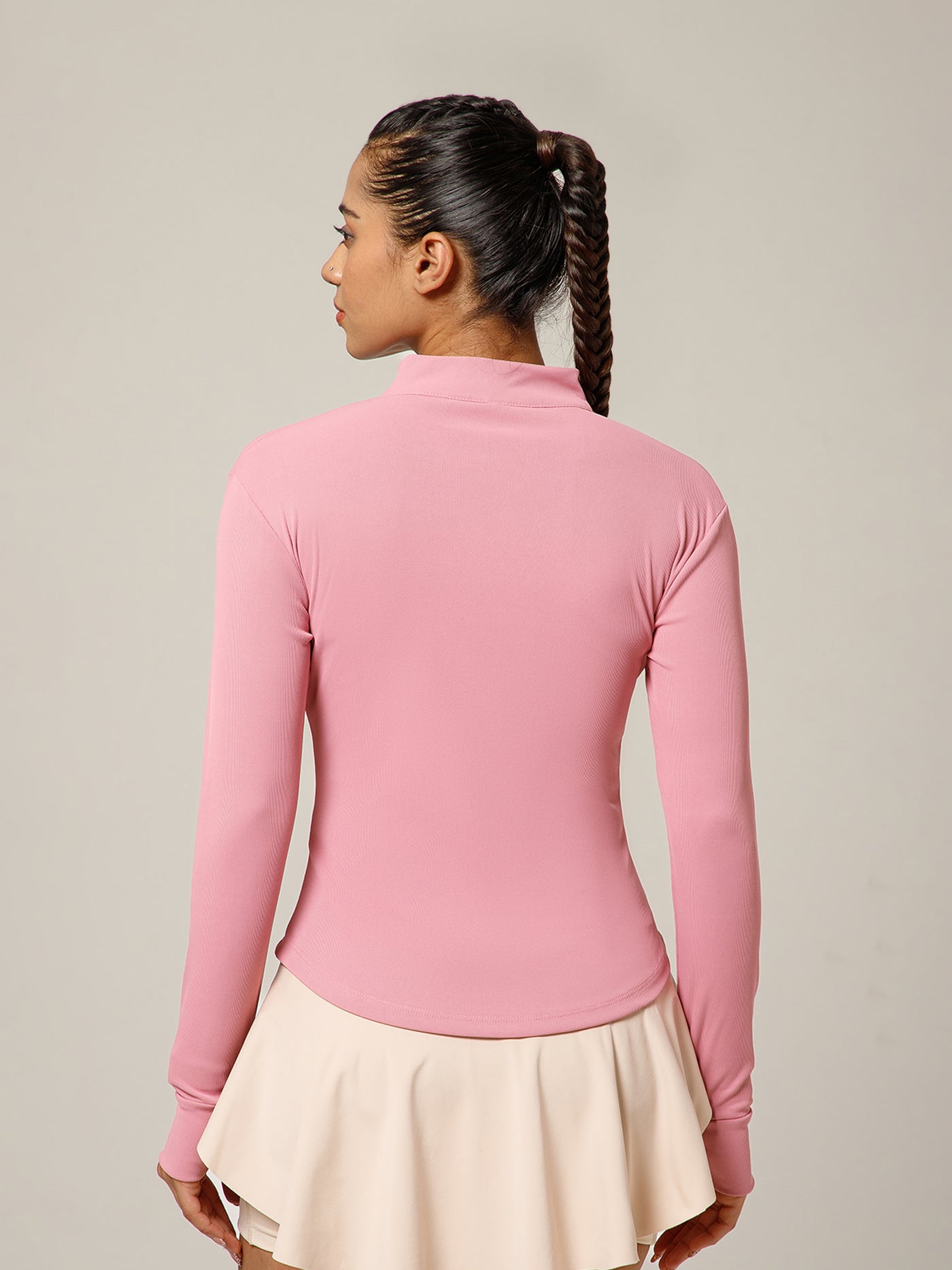 Ribbed Zip up Jacket Pink