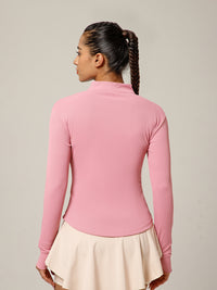 Ribbed Zip up Jacket Pink