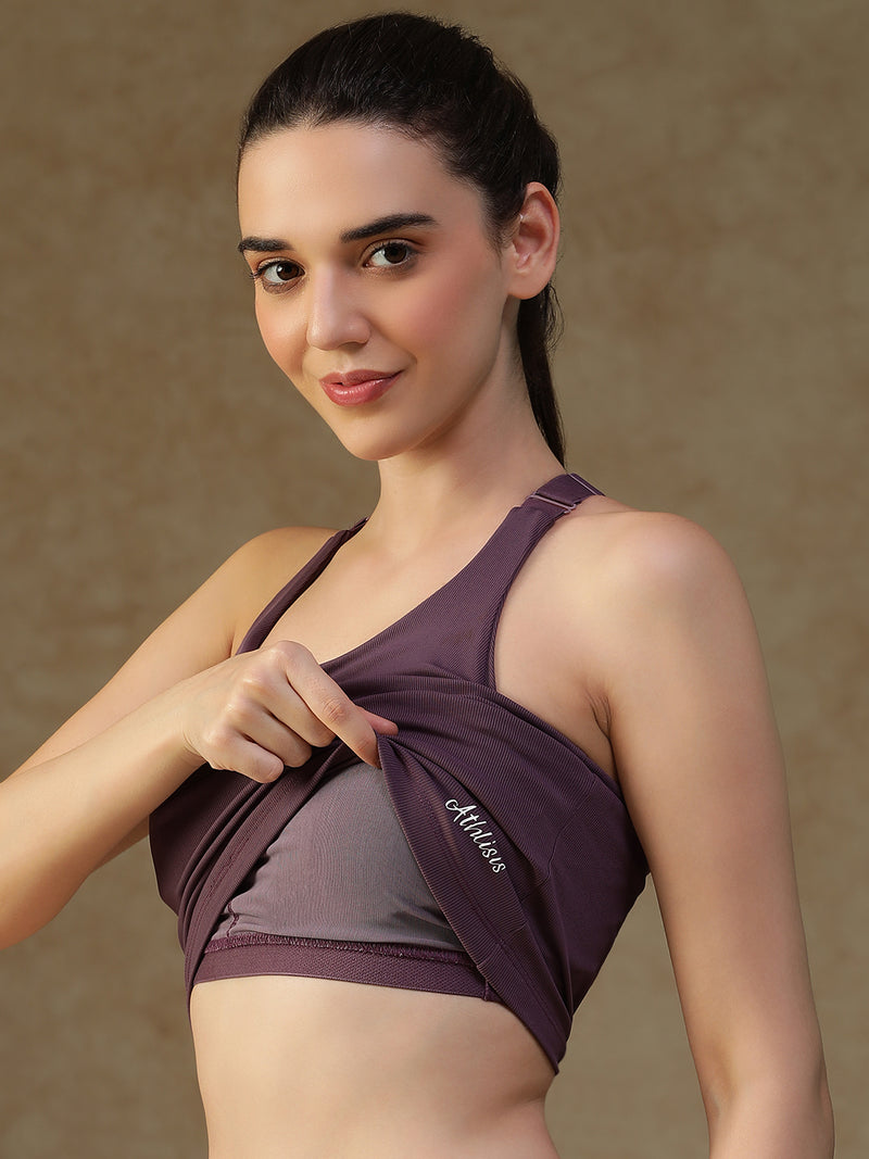 Built In Bra Y Adjustable Top Purple