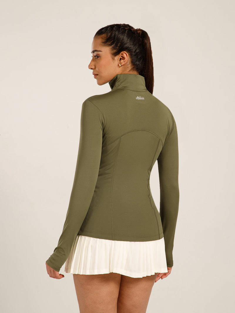 Defined Seam Zip Jacket Olive