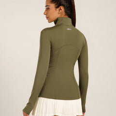 Defined Seam Zip Jacket Olive