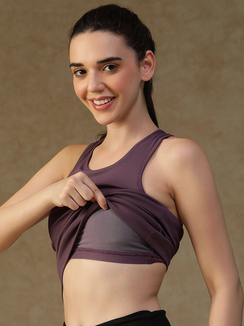 Built In Bra Racer Back Top Purple